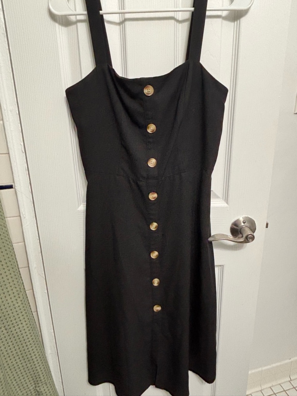 Express Black Button-Front Sundress with Wide Straps in Size Small